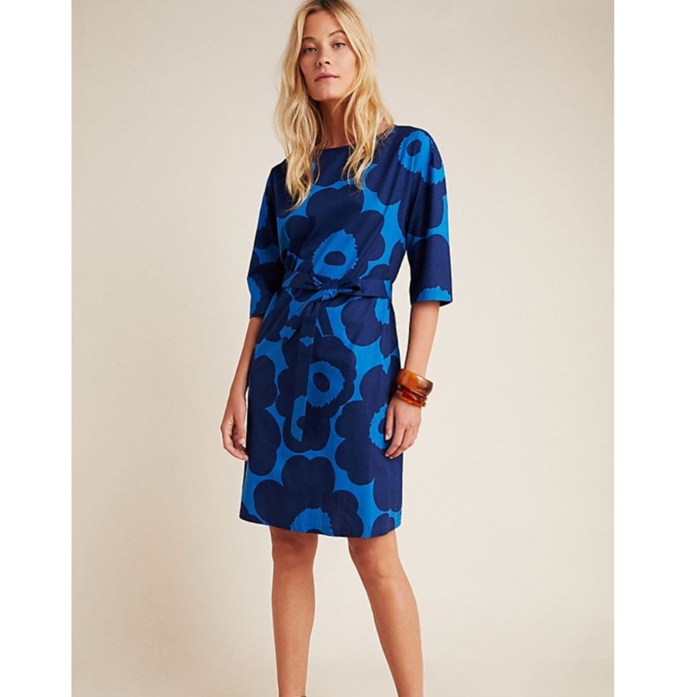 Marimekko Tarika Unikko Dress Size EU 34 NWT with matching tie belt